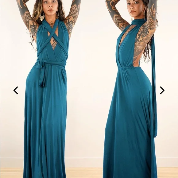 Tart Collection - Teal Infinity Wrap Maxi Dress - Small - Picture 3 of 6